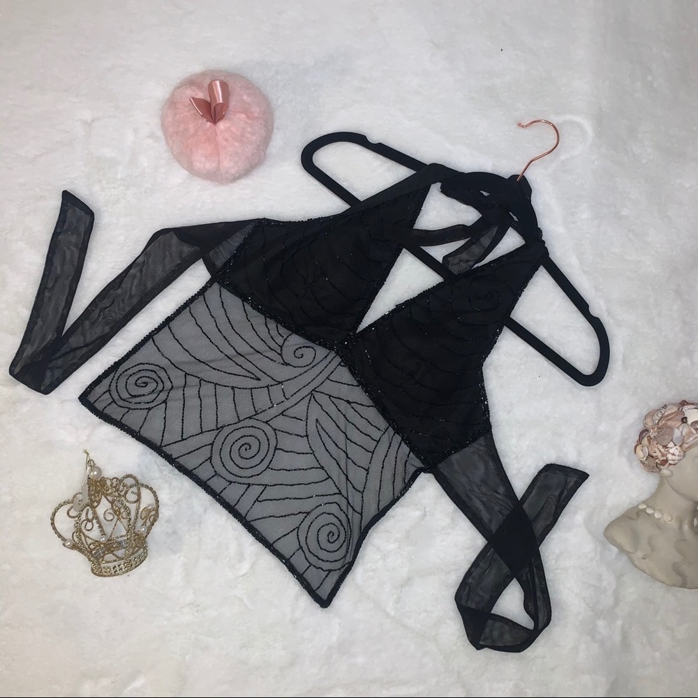 Halter beaded black top